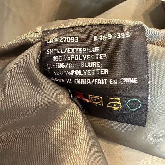 Manteaux Women's Rain Jacket SMALL Green Khaki Zip Snap Hooded Lined Rain Coat - Picture 11 of 11